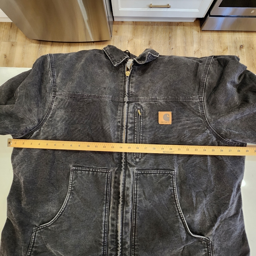 Vintage Carhartt Sherpa-Lined Ridge Jacket Canvas Faded Black C61 DKB Men’s 2XL - Picture 10 of 15